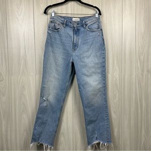 Abercrombie & Fitch Denim Ultra High Rise Kick Flare Size 29 Raw Hem Contour